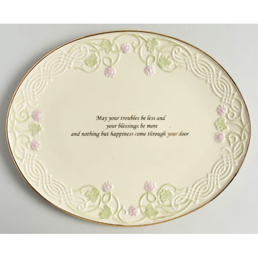 Lenox Shamrock Wishes Friendship Tray Platter 12" Irish Prayer Grandmillennial